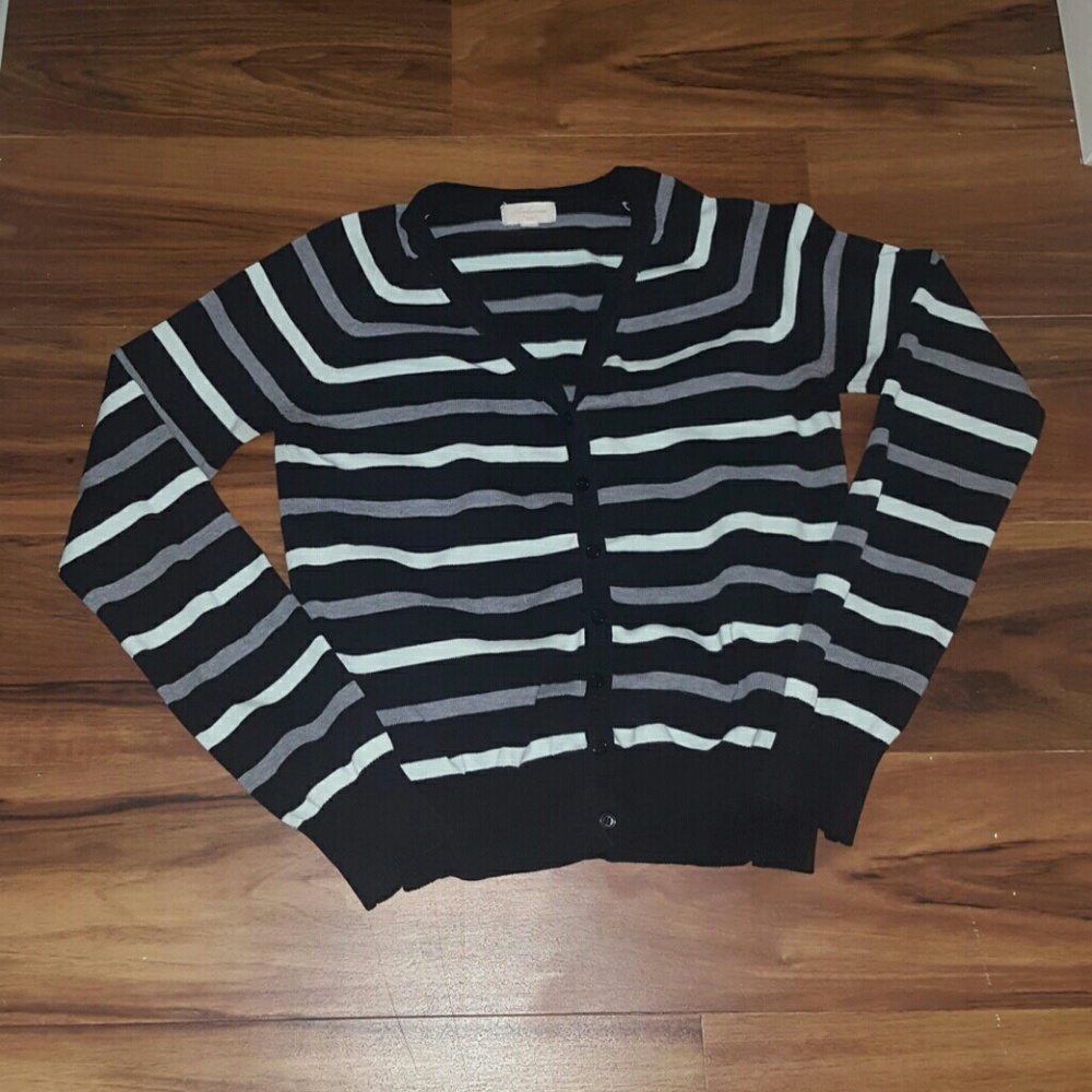 Black, Gray and Mint Buttoned Cardigan