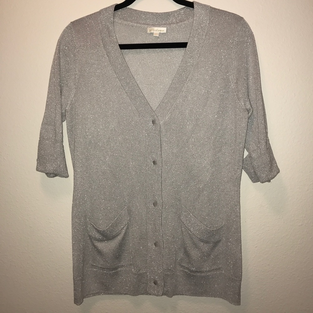 Shoshanna silver shimmer cardigan