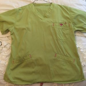 Lime green med couture scrub set