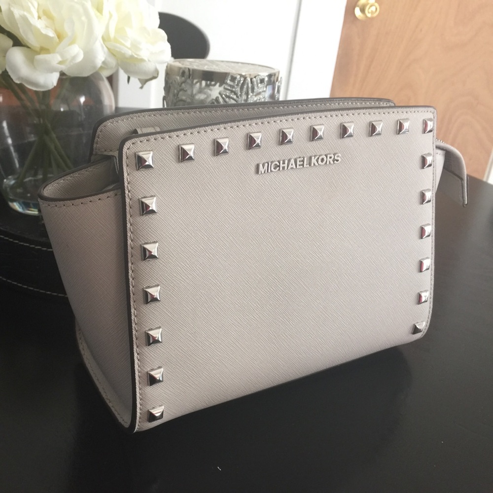 Mk gray stud crossbody price firm brand new