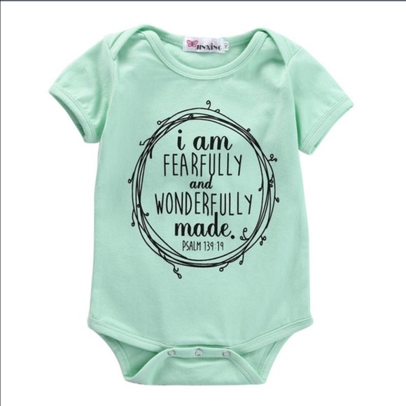 ‼️LAST 1‼️ 🎉HPx2🎉Mint Green Psalms Unisex Onesie - Picture 2 of 5