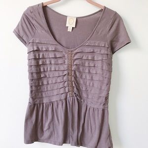 Anthropologie Ric Rac Stacked Pleats Peplum Top