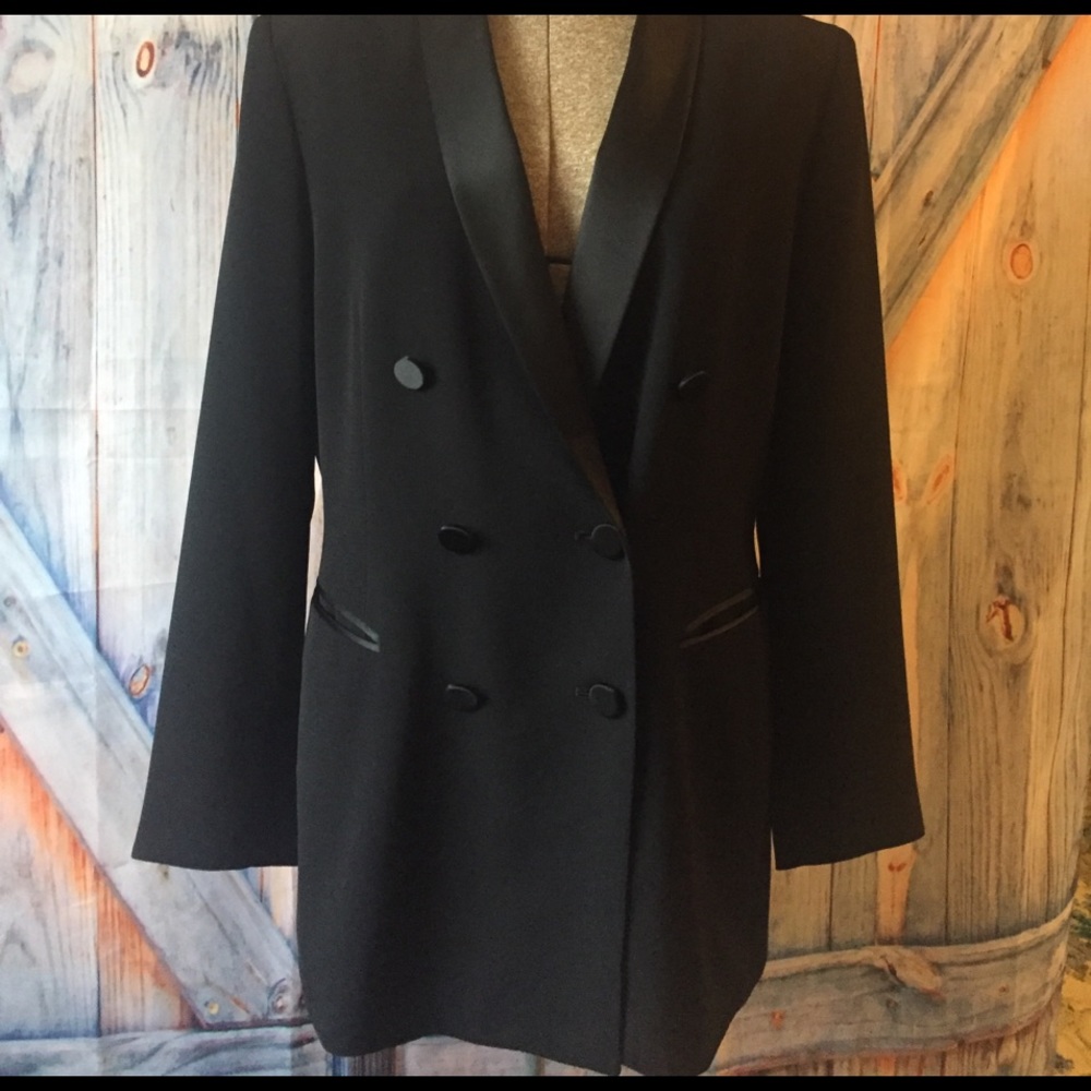 Ann Taylor Black Satin Trim Women's Suit Jacket