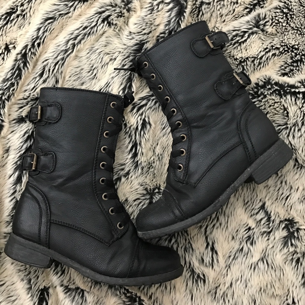 Black combat boots