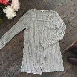 Grey Ribbed Cardigan