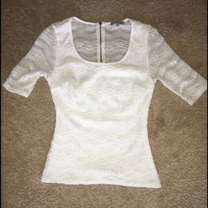 white half sleeve tight lace top