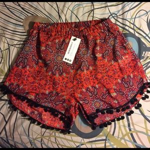 NWT Red and black paisley print women's shorts