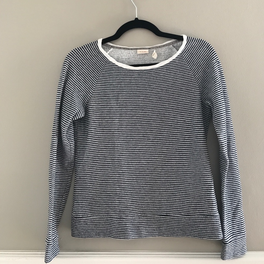 Navy and White Striped Sweater Top
