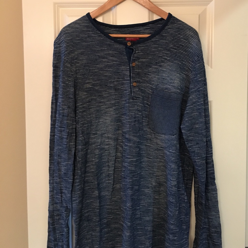 Merona (target brand) navy w white stripes Henley