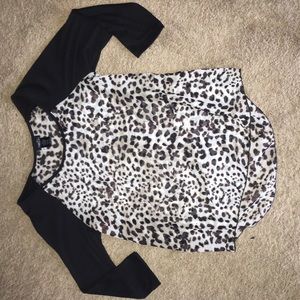 half sleeve cheetah print top