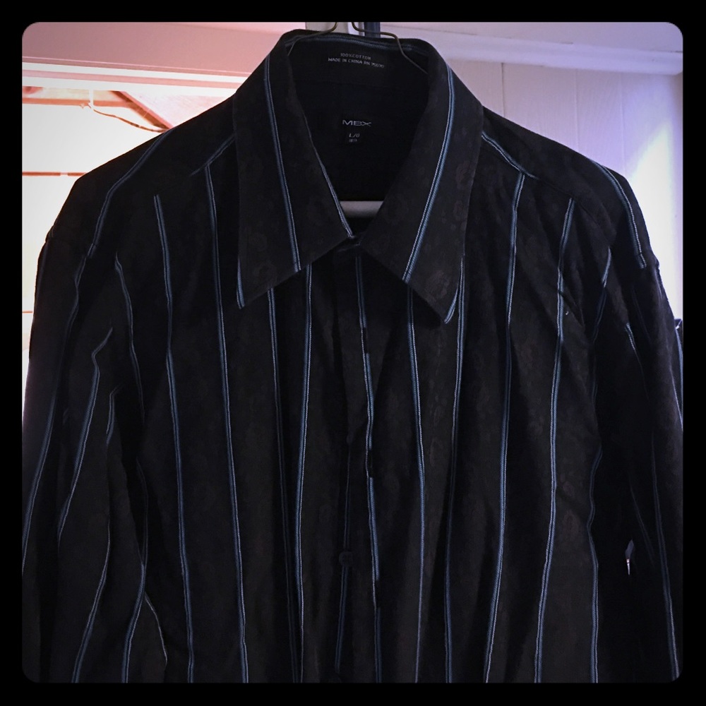 Large MBX Dark Vertical Stripe Button Down