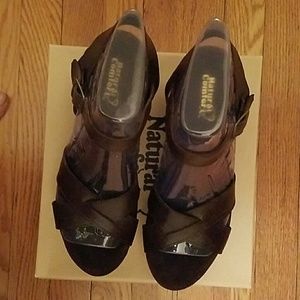NWOT Suede and leather wedge sandal