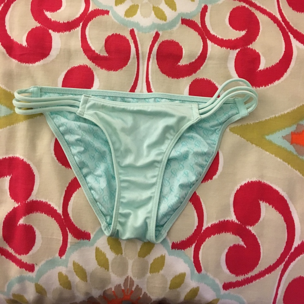 Aqua strappy bikini bottoms