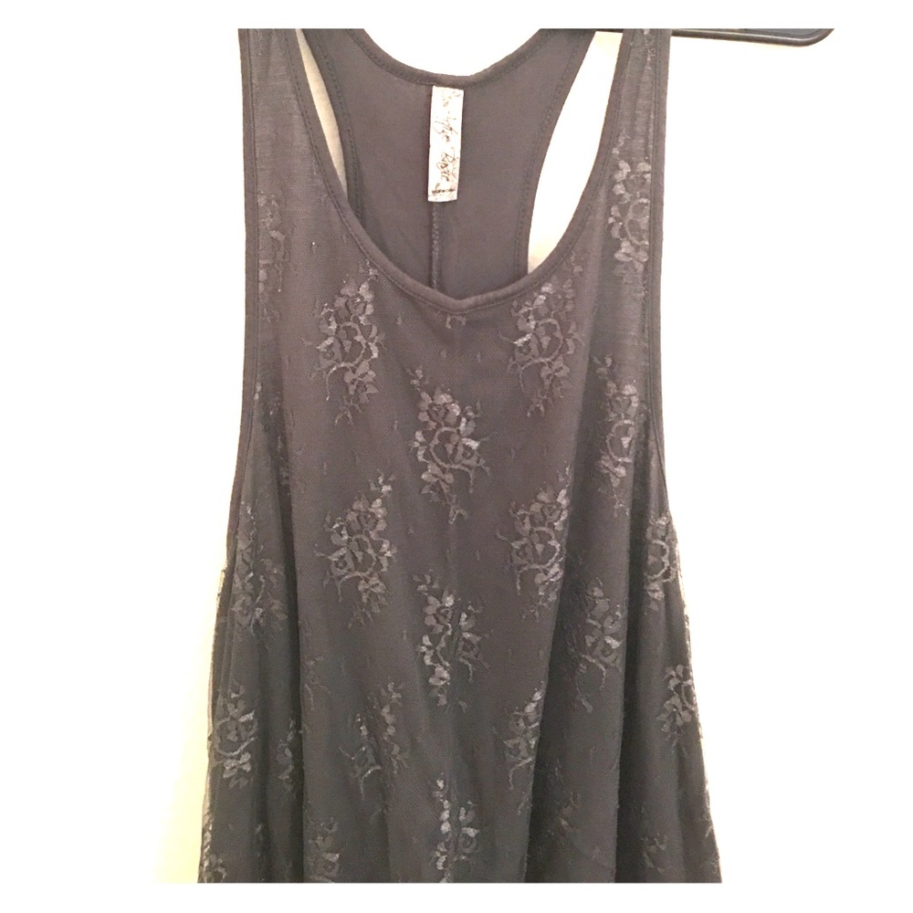 Grey Laced Floral Print Layered Tunic