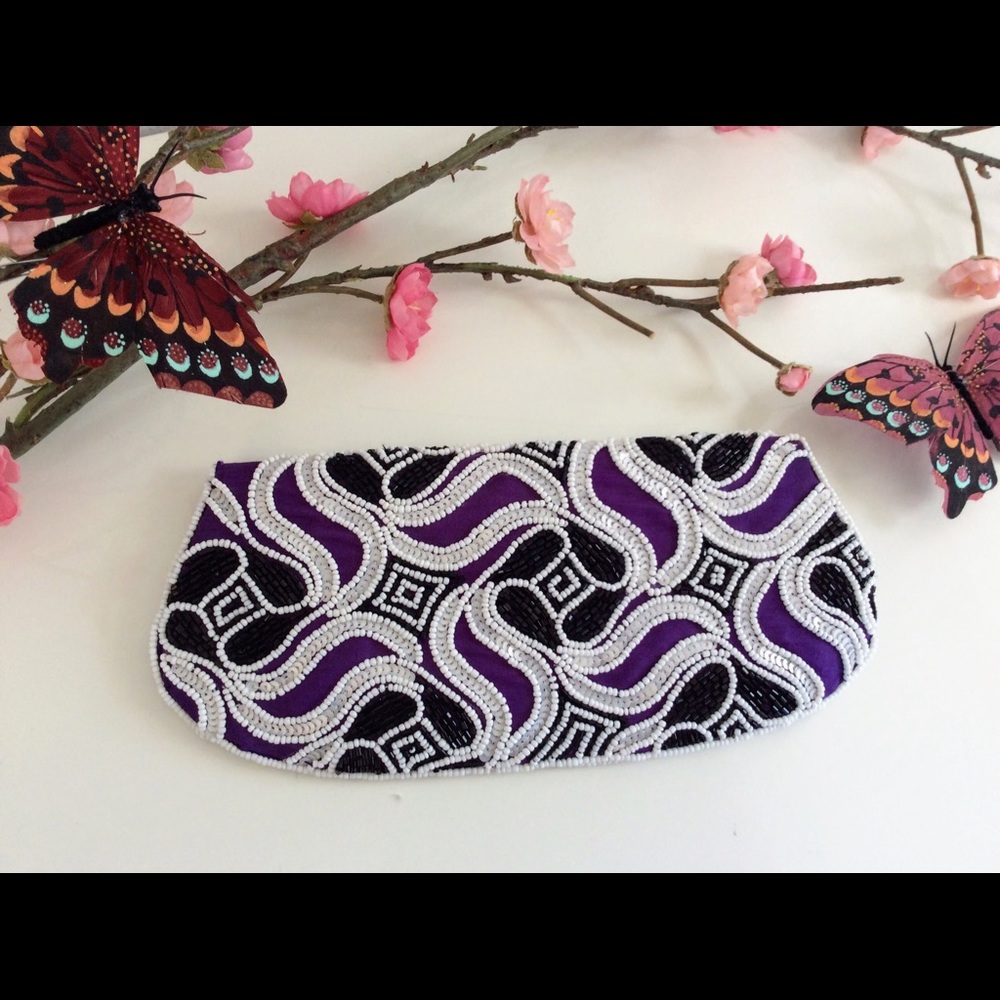 🌸K.C. MALHAN Beaded sequin clutch - Picture 2 of 6