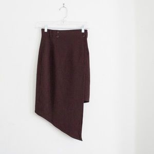 Vintage Asymmetrical high waist wool mini skirt