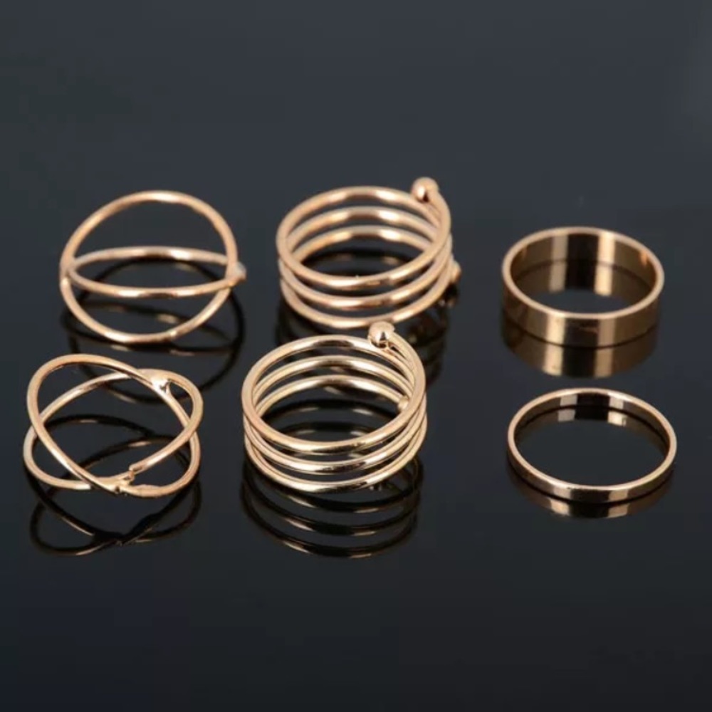 ❗️1 LEFT❗️6 piece gold midi knuckle ring set