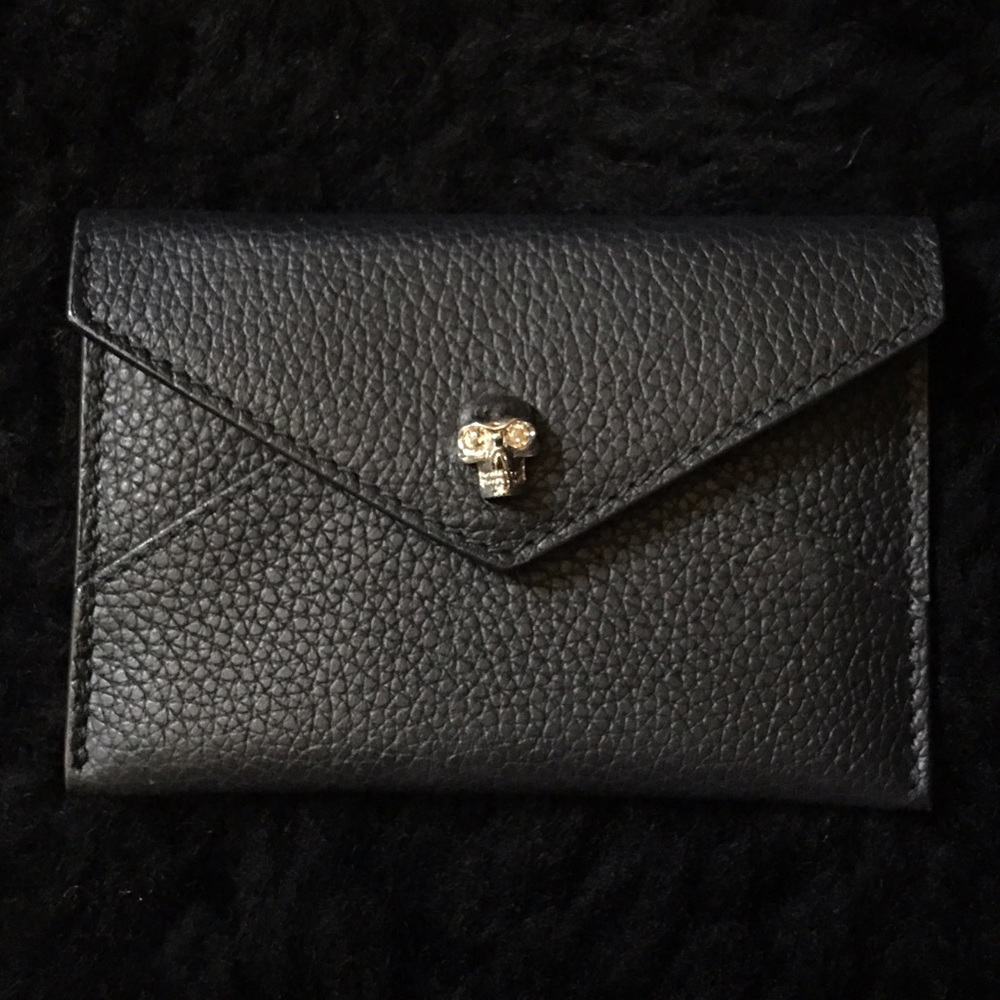 Alexander McQueen black envelope card holder