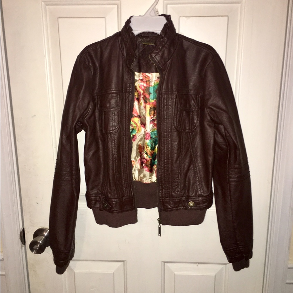 Jou Jou Faux Leather Bomber Jacket
