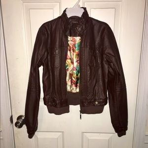 Jou Jou Faux Leather Bomber Jacket