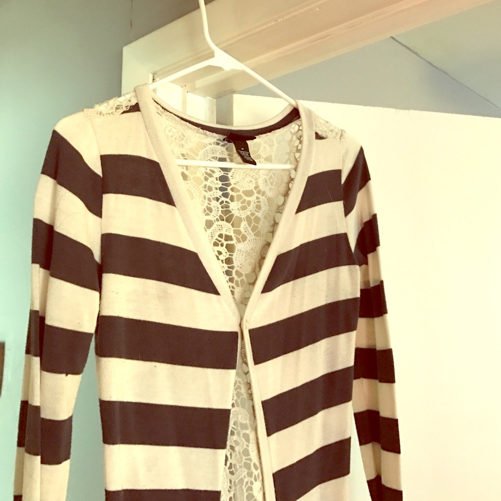 Gray and White Cardigan