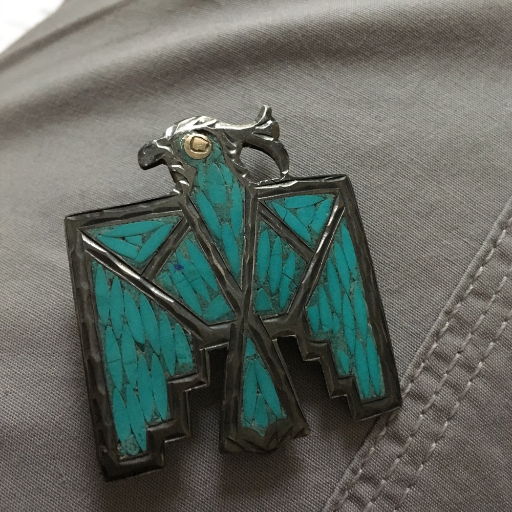 Vintage American Indian bolo gold eye TURQUOISE