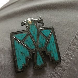 Vintage American Indian bolo gold eye TURQUOISE