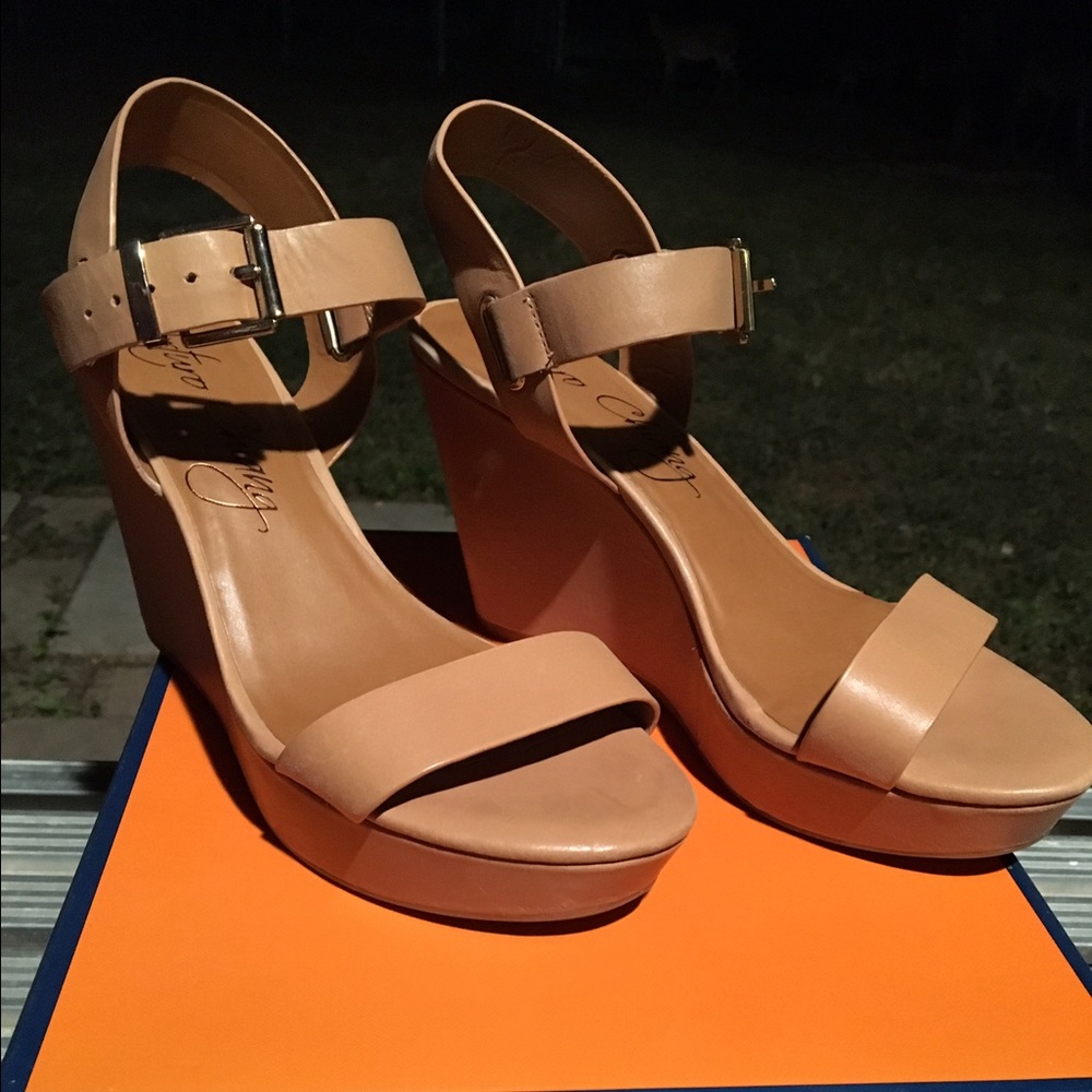 MARC FISHER, tan, Wedge Sandals, size 8.5