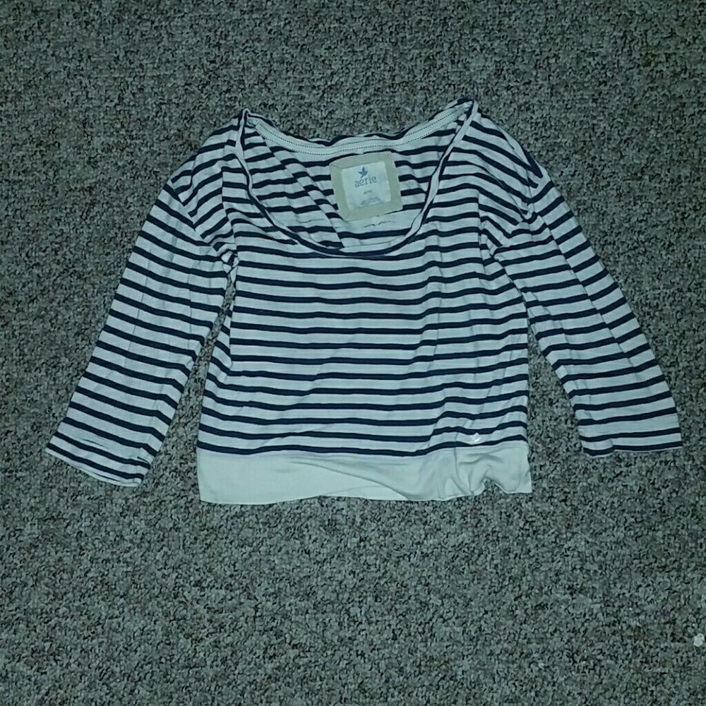 Aerie Striped Off-shoulder Crop Top