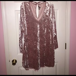 Pink Crushed Velvet Choker Dress