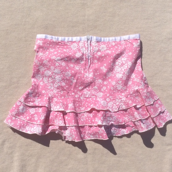 Pink Flower Mini Skirt with Ruffles - Picture 2 of 2