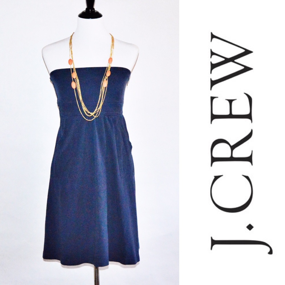 Navy J. Crew Strapless Dress