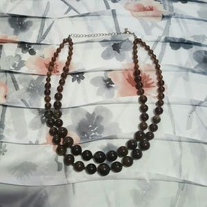 Brown tiered bread necklace