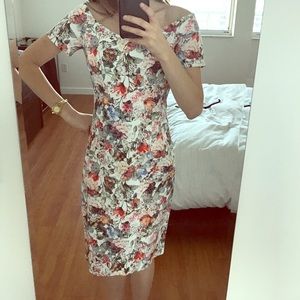 Zara floral off the shoulder dress