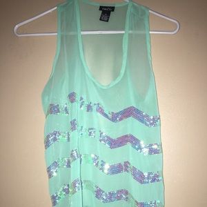 long tank top with cute sequence