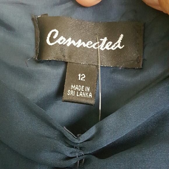 ☆NWT✔Navy Fit Flare Silky Dress - Picture 4 of 5