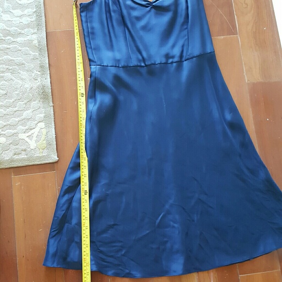☆NWT✔Navy Fit Flare Silky Dress - Picture 5 of 5