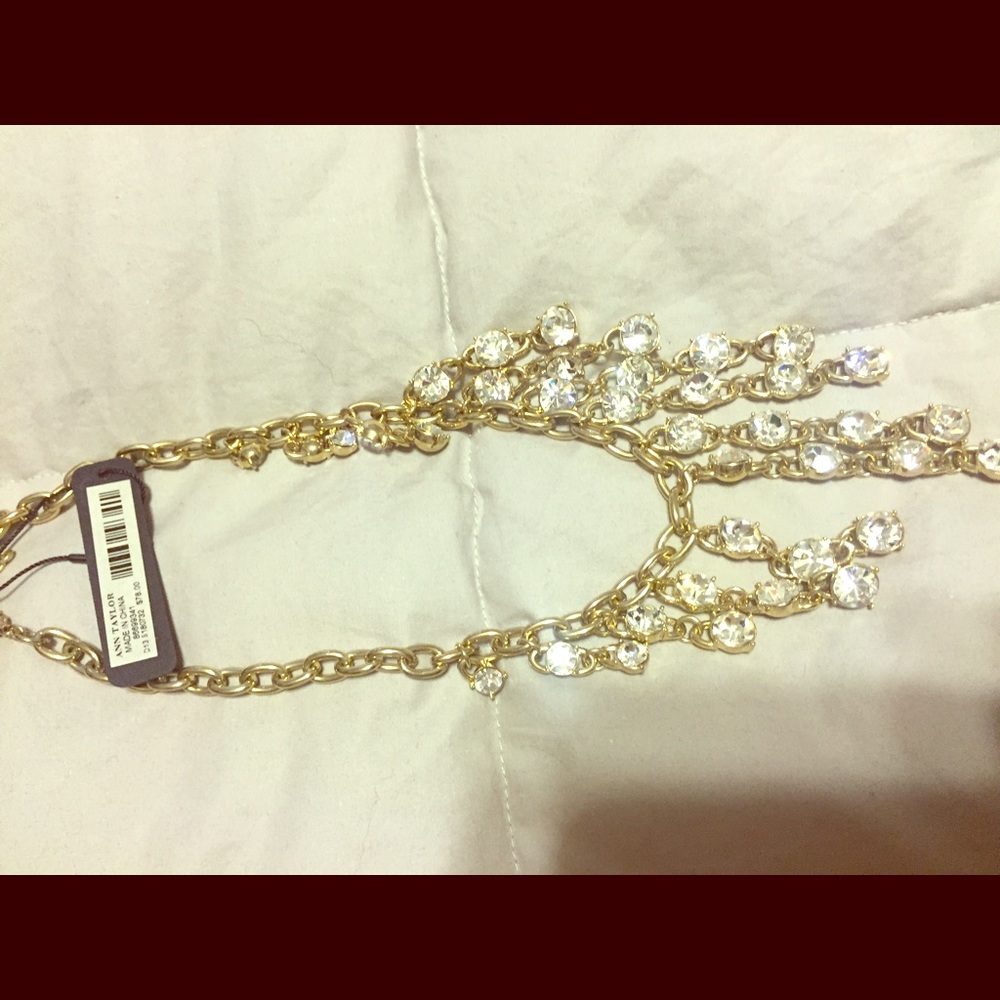 Ann Taylor bib necklace with rhinestones NWT