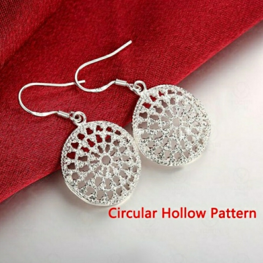 Earrings Circular Hollow dangle 925 stamped Sterli