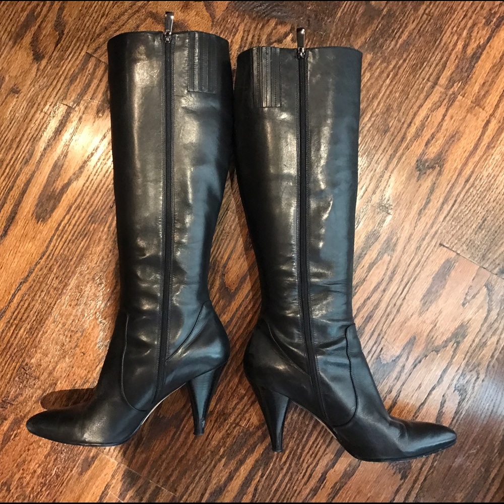 Via Spiga black leather tall boots, size 8.
