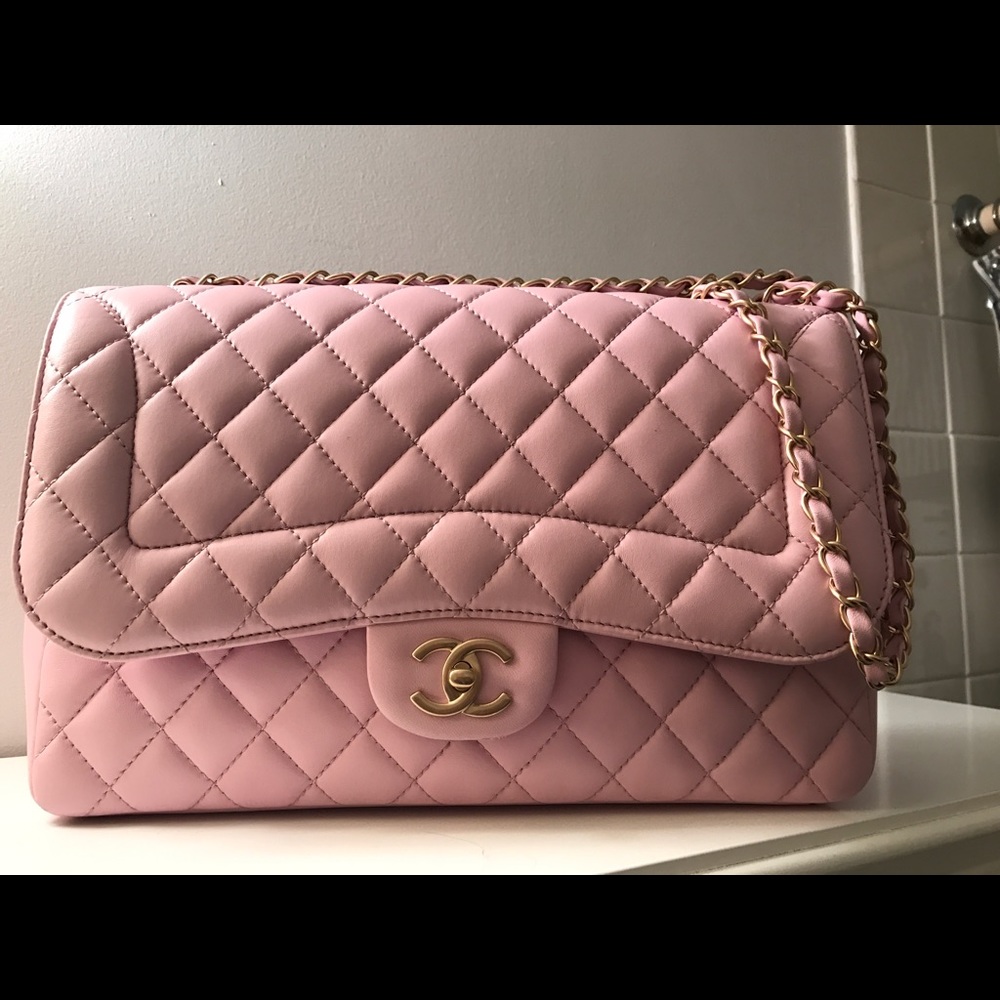 Baby pink single flap Chanel bag