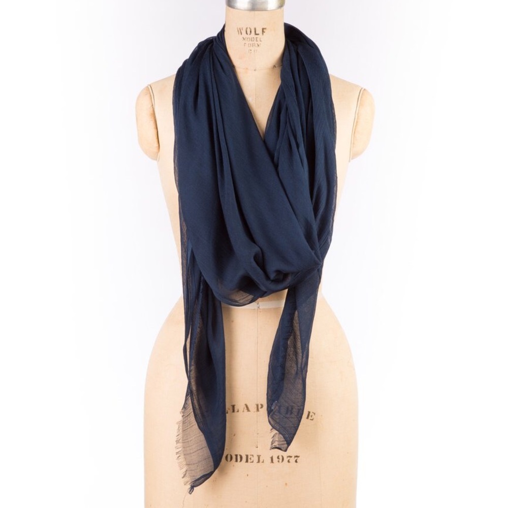 Two (2) Naturally knotty modal scarves navy/gray
