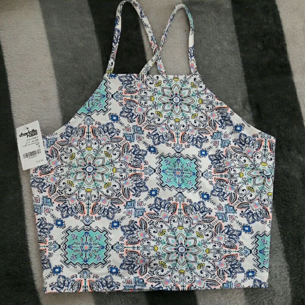 Charlotte Russe Multicolored Pattern Crop Top