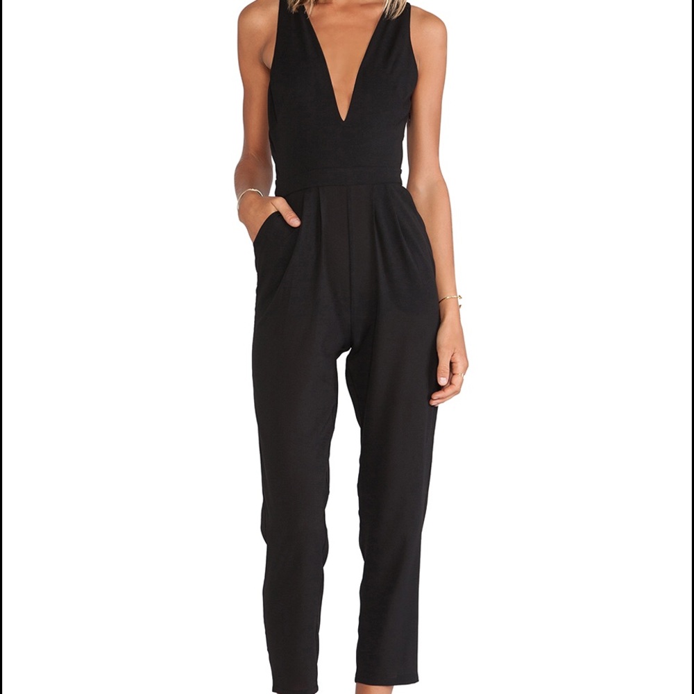 Lovers + Friends Riley Jumpsuit in black.