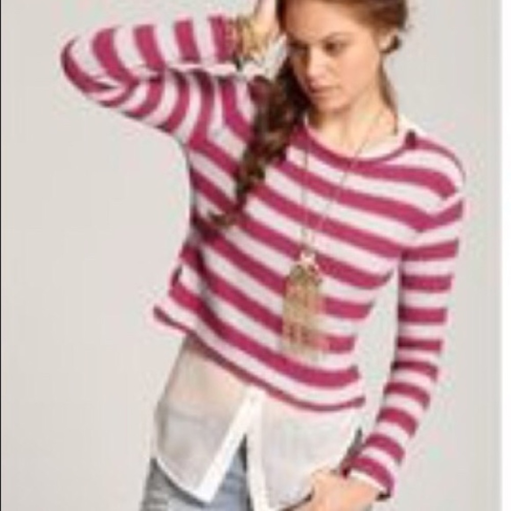 Free People Purple Striped Crop Sweater