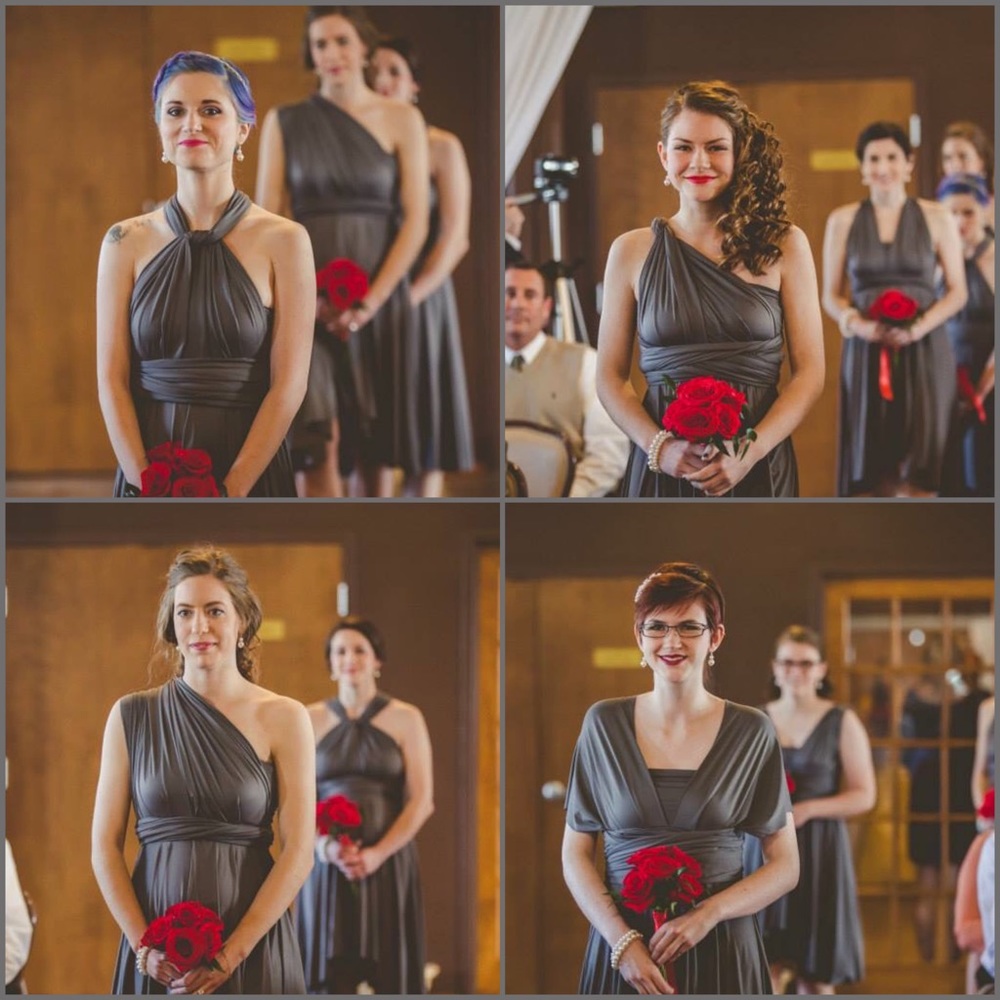 Gray convertible wrap bridesmaid dress