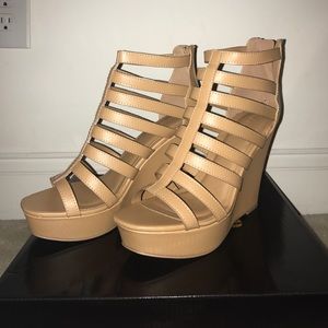 Tan high heel wedges