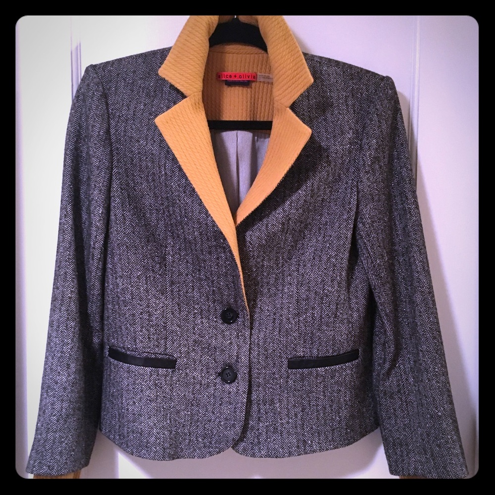 Alice + Olivia Blazer with leather detail!