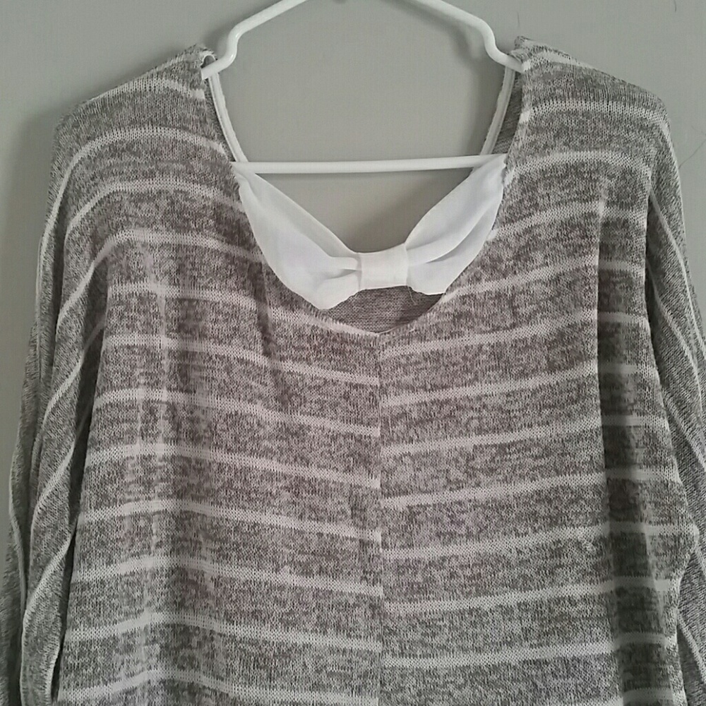 BOW BACKED STRIPED SWEATER
