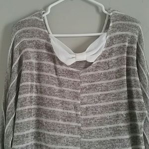 BOW BACKED STRIPED SWEATER